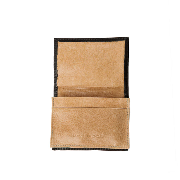 Double Card Case - Black and Tan Leather Wallet