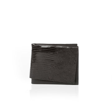 The Origami Wallet — Black Lizard-Embossed Leather - FINAL SALE