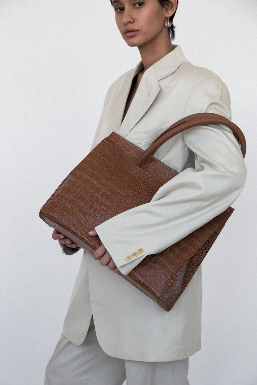 MERCI TOTE — TABAC CROC-EMBOSSED LEATHER - FINAL SALE