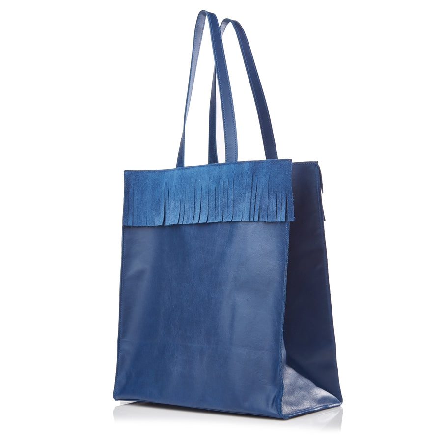 THE FRINGE TOTE — FRENCH BLUE - FINAL SALE