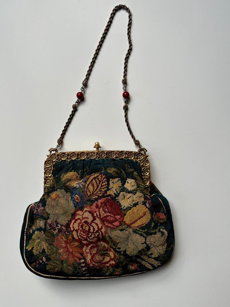 Antique Petit point Needlepoint Purse — FINAL SALE