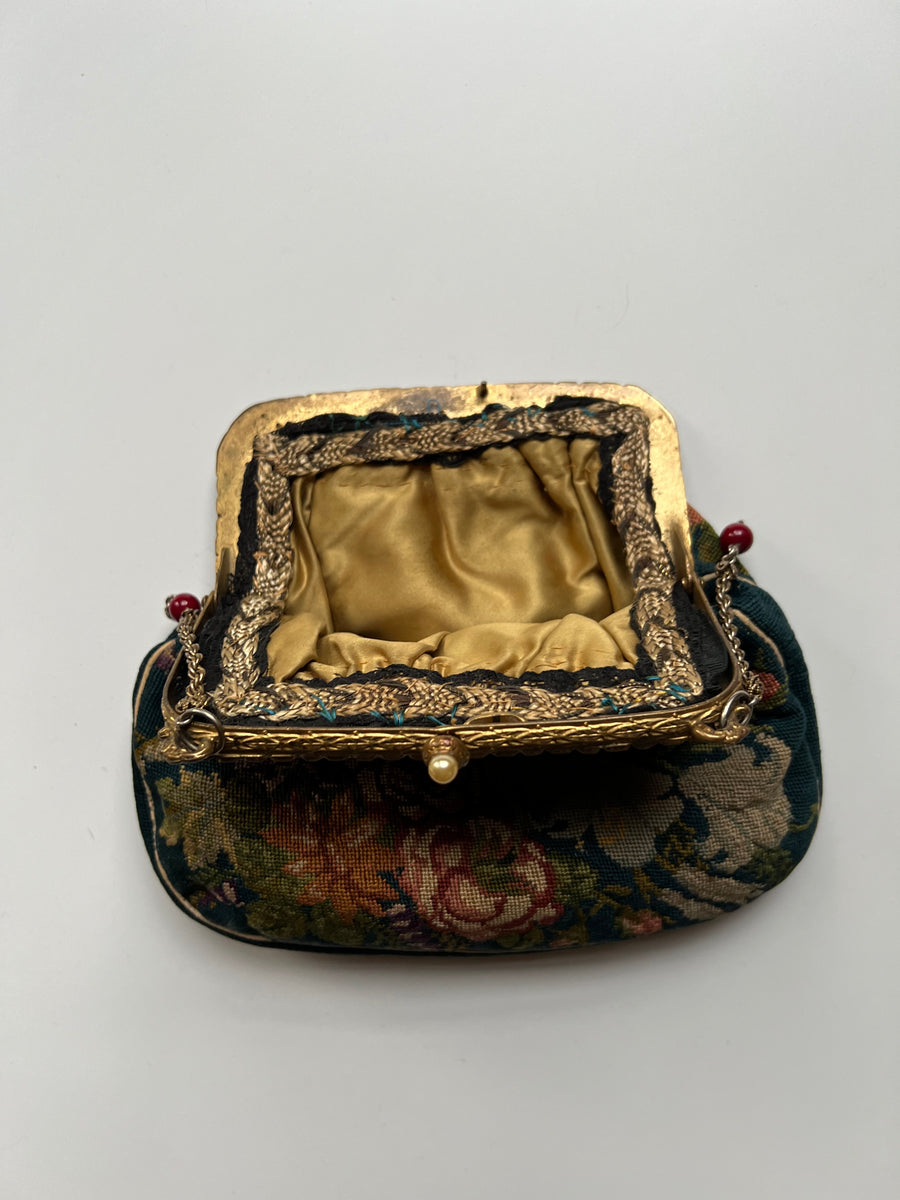 Antique Petit point Needlepoint Purse — FINAL SALE