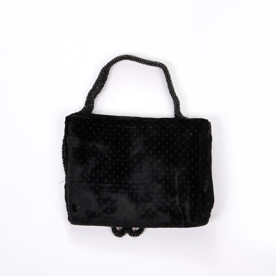 Vintage Black Velvet Evening Bag - FINAL SALE