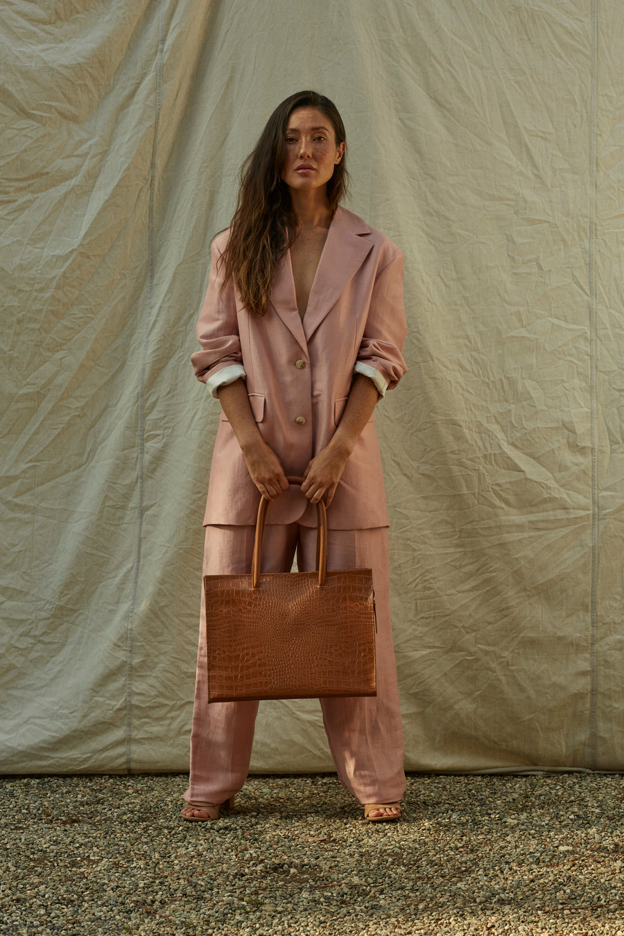 MERCI TOTE — TABAC CROC-EMBOSSED LEATHER - FINAL SALE