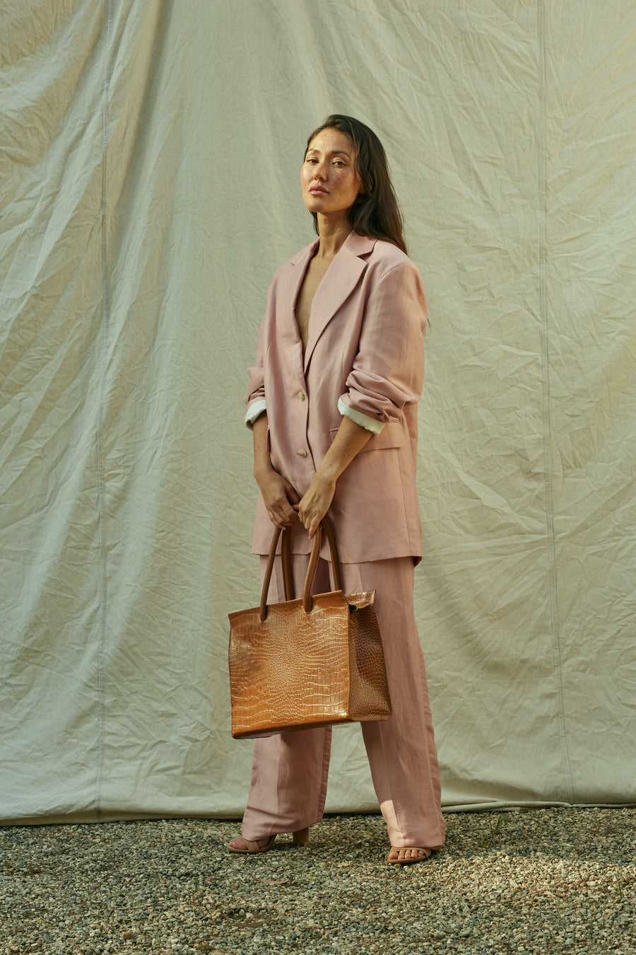 MERCI TOTE — TABAC CROC-EMBOSSED LEATHER - FINAL SALE