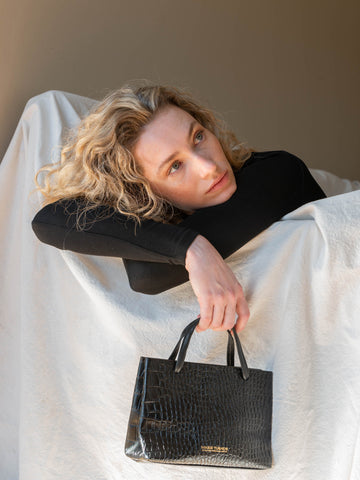 Merci Mini — Black Embossed Leather - FINAL SALE