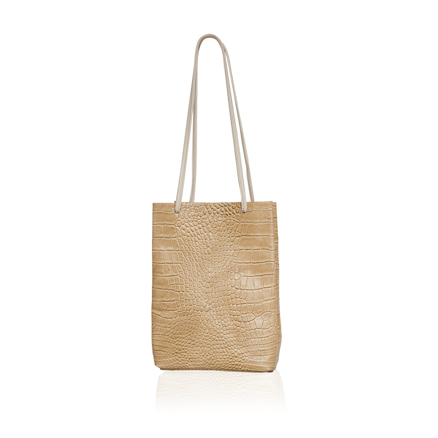 Merci Tall — Beige Croc-Embossed Leather - FINAL SALE