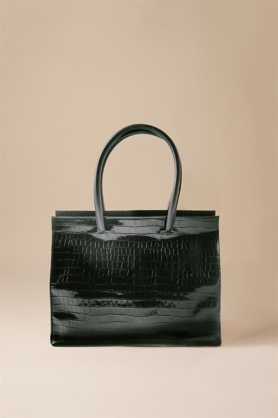 MERCI TOTE — BLACK CROC-EMBOSSED LEATHER -FINAL SALE