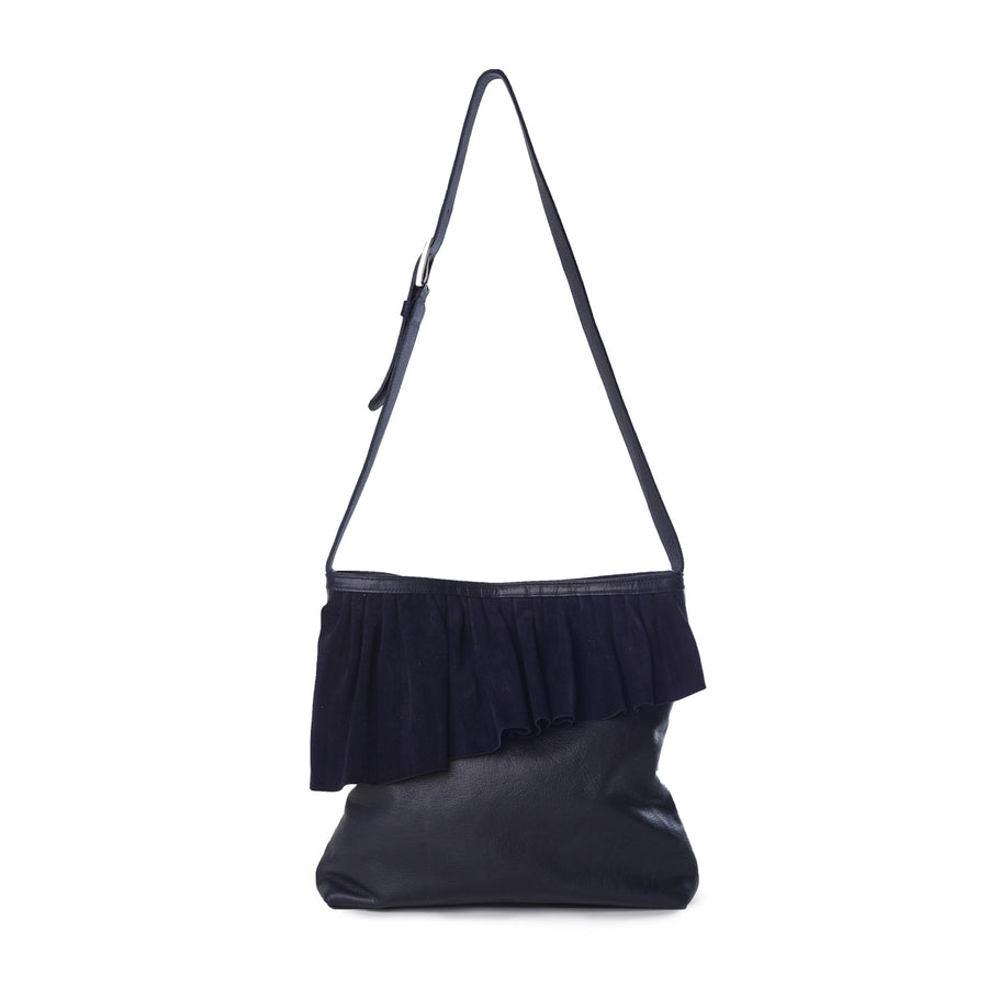 The Ruffle Shoulder Bag — Navy - FINAL SALE