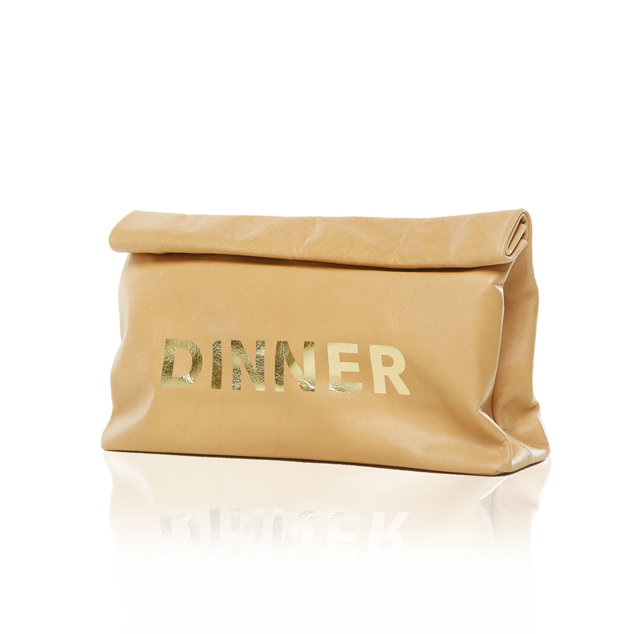 Marie Turnor | The Dinner — Camel with Gold Print – MARIE TURNOR