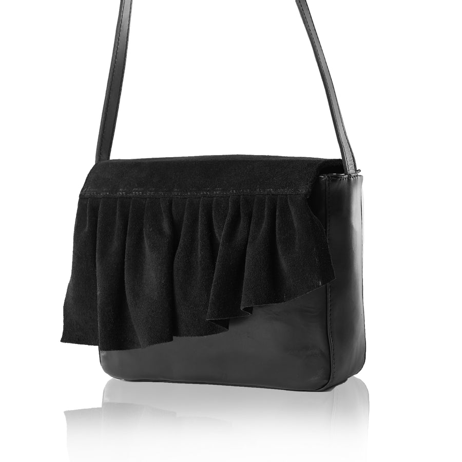 The Ruffle Crossbody — Black - FINAL SALE