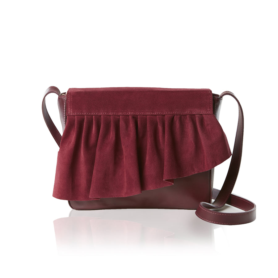 The Ruffle Crossbody — Burgundy
