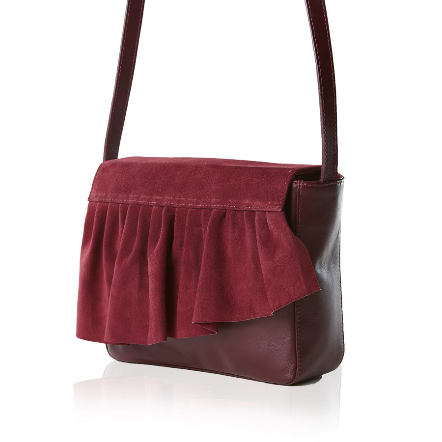 The Ruffle Crossbody — Burgundy