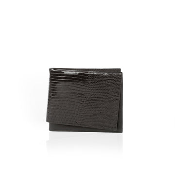 The Origami Wallet — Black Lizard-Embossed Leather