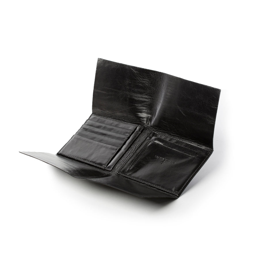 The Origami Wallet — Black Lizard-Embossed Leather